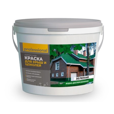 Paint for roofs and basements, 3 kg, green color