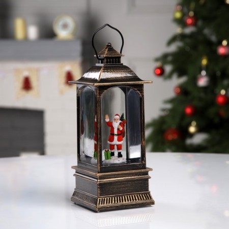 LED figure “Lantern with Santa Claus” 7.8 × 19.5 × 7.8 cm, plastic, AAX3 batteries (not complete), USB, glow warm white-1