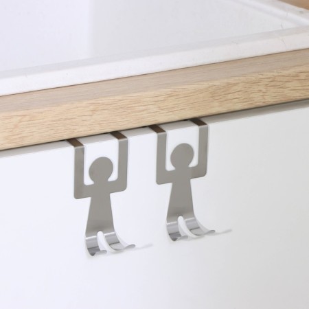 Boar on the door for two hooks "little men", 8 × 3 × 4.5 cm, color chromium-1