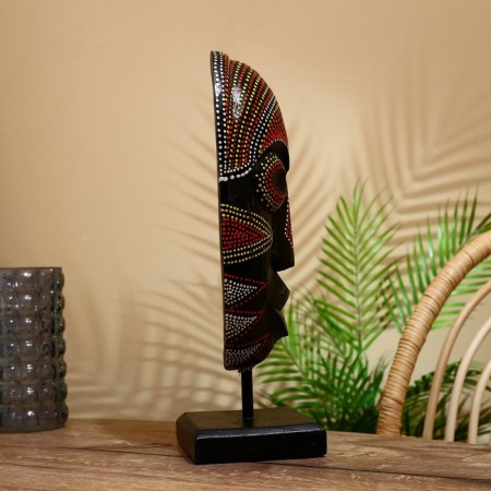 Mask "BU" on a stand, Albezia 20x10x45 cm-4