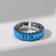 Ring "Trend" parallel, blue color in silver, dimensionless (from 17 size)
