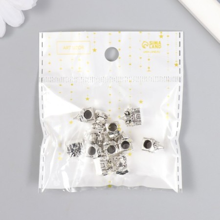 Bead for creativity Metal "Castle" silver 1.1x1.2 cm-3