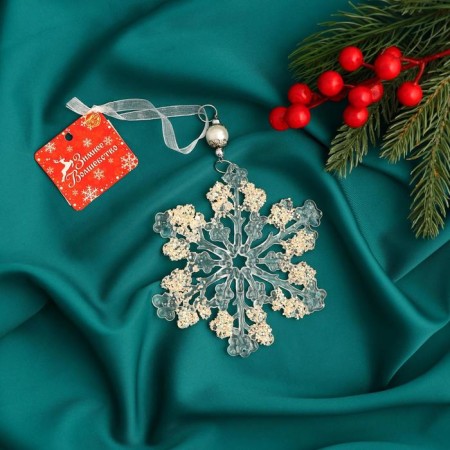 Christmas tree decoration "Openland snowflake" d-12 cm, mix, transparent-2