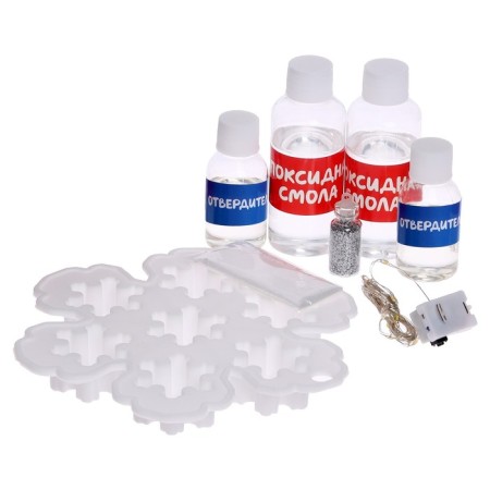 Set for experiments "New Year's garland from epoxy resin", snowflakes-2