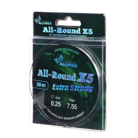 Monophile ALLVEGA ALL-ROUND X5, diameter 0.25 mm, test 7.55 kg, 50 m, transparent-1