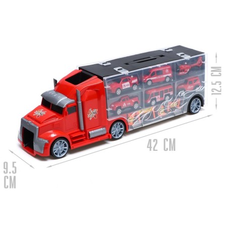 Truck "Carrier", included 6 cars and road signs-1