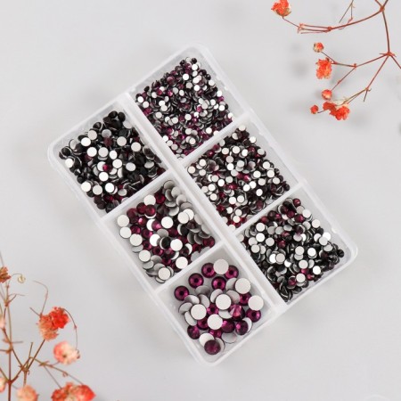 Decor for creativity Glass "Rhinestones. Dark violet" d = 2-4.8 mm nr 1188 pcs 6x8x1.5 cm