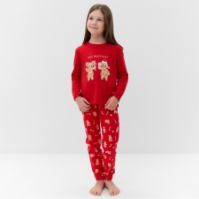 Pajamas for the girl, the color of red/cookies, height 92-98 cm