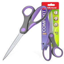 Scissors Erichkrause Comfort, 20.5 cm, handles with anti -slip rubber inserts, mix