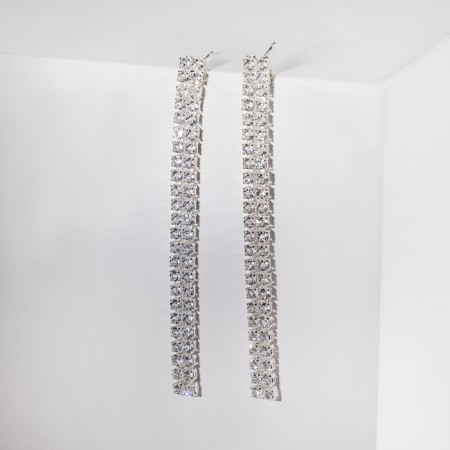 Set 2 objects: earrings, pendant "Elegance" burn, white color in silver, 42 cm-4