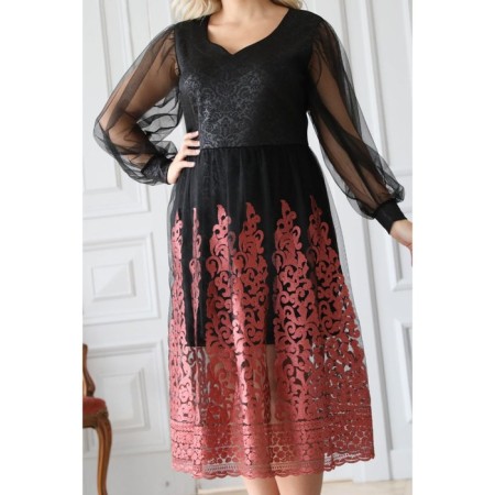 Women's dress, size 56, black color, pink-6
