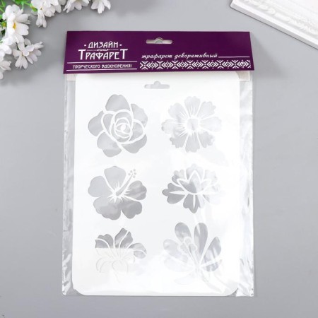 Stencil plastic "flowers" 16x22 cm-2