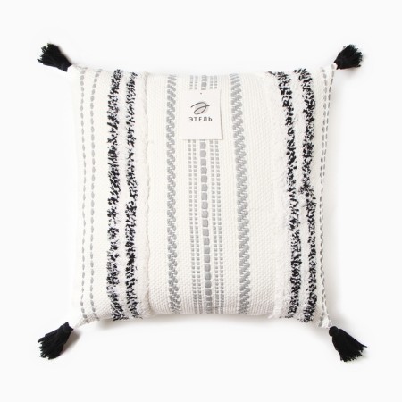 Pillowcase decorative Ethel Boho Line 45x45 cm, black color, cotton-4