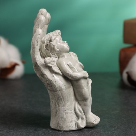 Figure "Angel in the palm" aged, 10x5x4cm-3