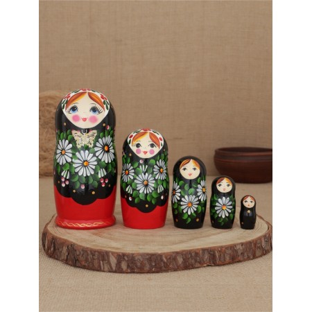 Nesting doll "chamomile with a butterfly" 5 puppet
