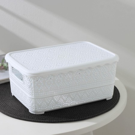 Storage container with a lid "openwork", plastic, 26 × 19 × 11.5 cm, color mix-4