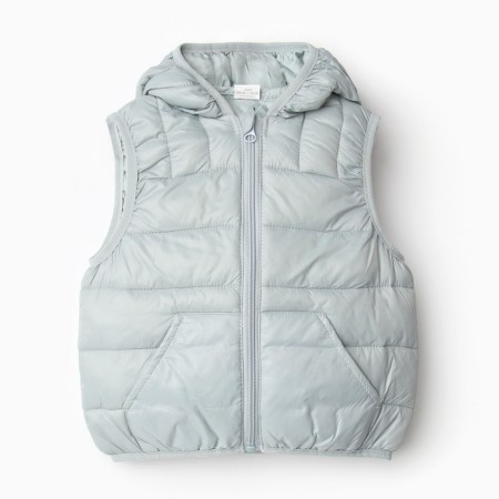 Warm vest of children, gray color, height 116-122 cm
