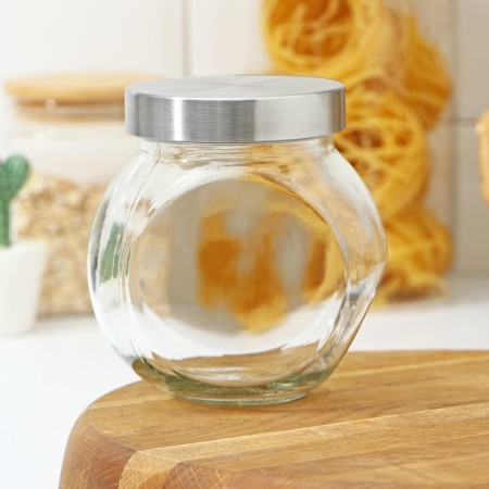 Glass Bank for bulk products of the Metallic share, 700 ml, 12 × 13 × 8.5 cm
