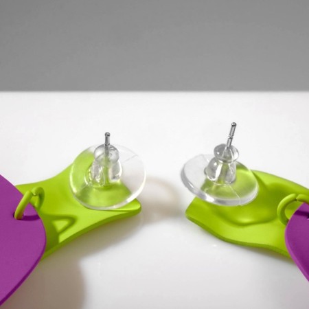 Earrings Metal "brightness" geometry, color-raspberry color-2