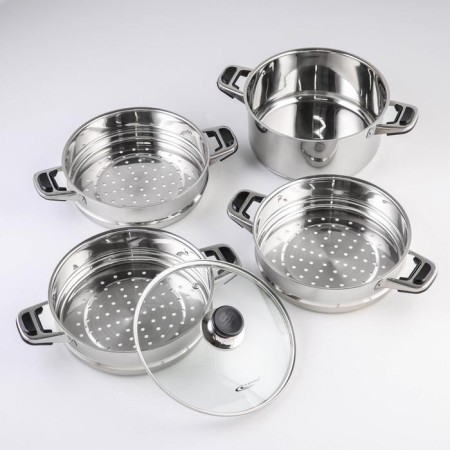 Altyn Mantock, 13.7 l, d = 24 cm, 3 sections, with a heat distribution layer, glass cover, induction-1