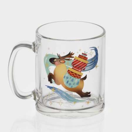 New Year's glass tea mug "Happy New Year", 320 ml, mix-1