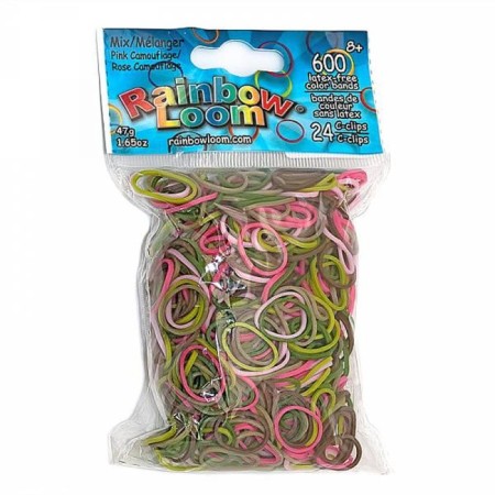 Rainbow loom bracelet rubber bands, pink camouflage