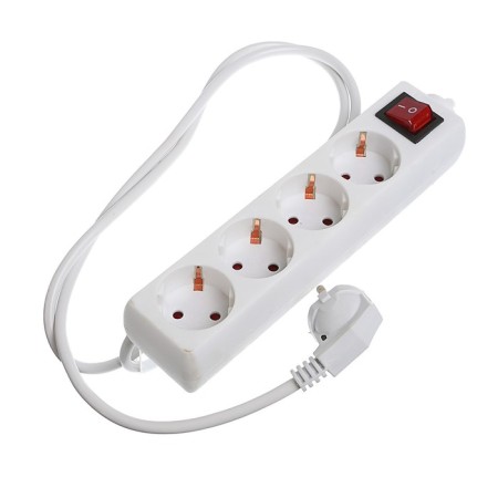 Extension cord Luazon Lighting, 4 sockets, 1.8 m, 10 A, 2200 W, 3x0.75 mm2, s/c, with excavation, b-1