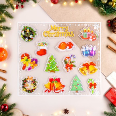 Stickers on the windows "Merry Christmas" New Year's paraphernalia, 30 x 25 cm