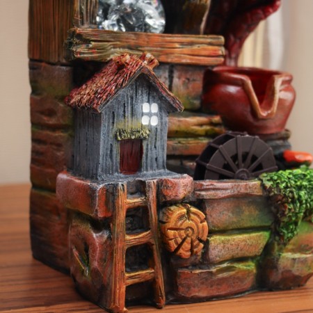 Fountain "houses with a staircase under a tree" 27x19 cm (with backlight)-1