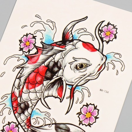 Tattoo on the body color "Carp" 26.1x14.6 cm-3