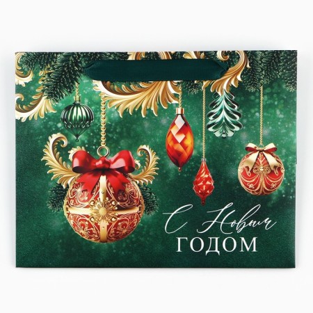 Gift package with a wide bottom "Happy New Year", 25 x 19 x 18 cm, New Year-6
