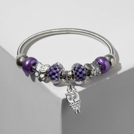 Assortment "Mardgeri" owl, the color of purple-black in silver, d = 6.5 cm