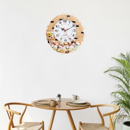 Watching clock, series: kitchen, "cooks", smooth move, D-17 cm, 30.5 x 30 cm