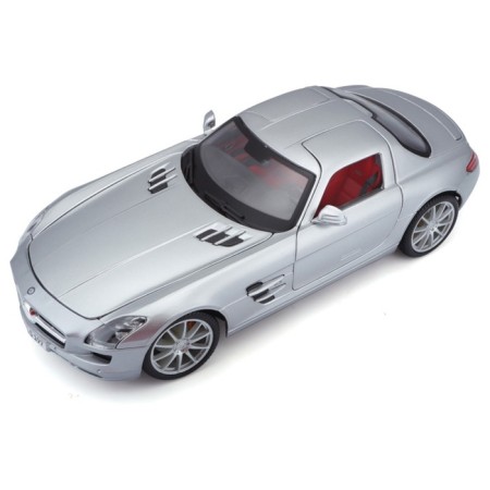 MASTO Die-Cast Mercedes-Benz Sls AMG machine, opening doors, 1:18, silver color-5