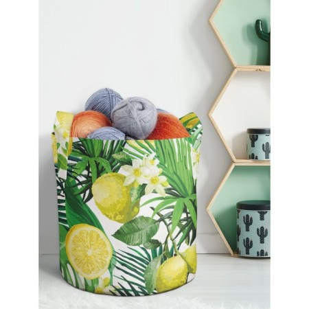 Textile bag "Lemons and tropics", for storing things and toys, size 30x30 cm, 18.9 liters