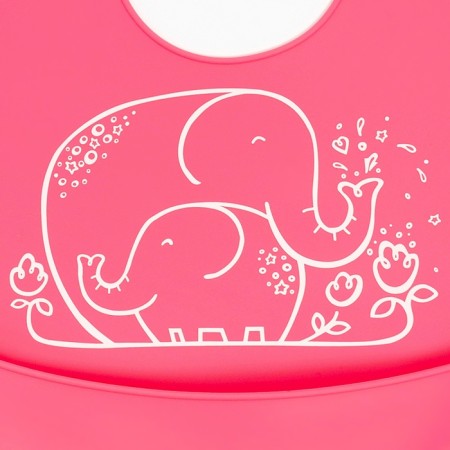 Bibslate for feeding silicone with pocket, pink color-4