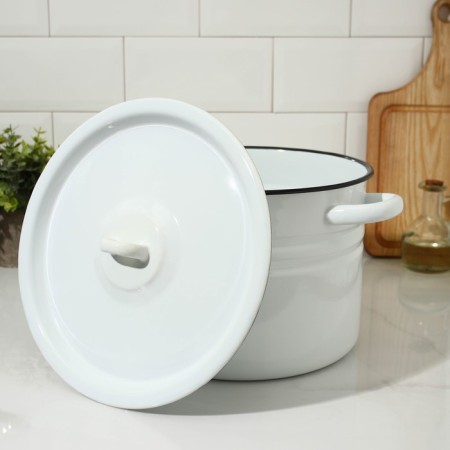 Cylindrical pan, 8 l, induction, white color-1