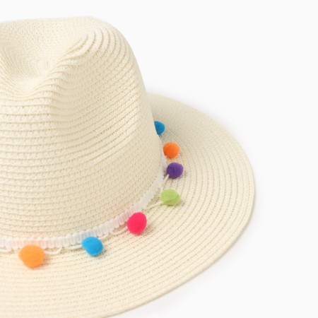 Women's hat with bombs, size 54-56, white color-2