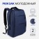 A backpack with a zipper, the color is blue