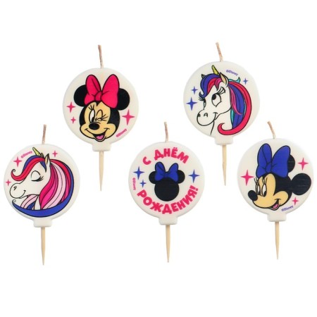 Candle for the cake "Happy Birthday!", 5 pieces, Minnie Mouse and unicorn-4