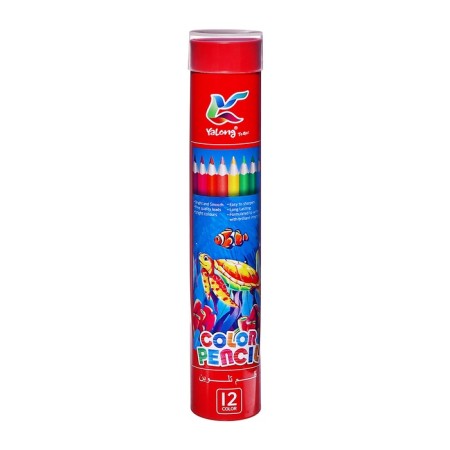 Pencils 12 colors, in a tube metal, triangular, wooden, sea inhabitants, mix-6