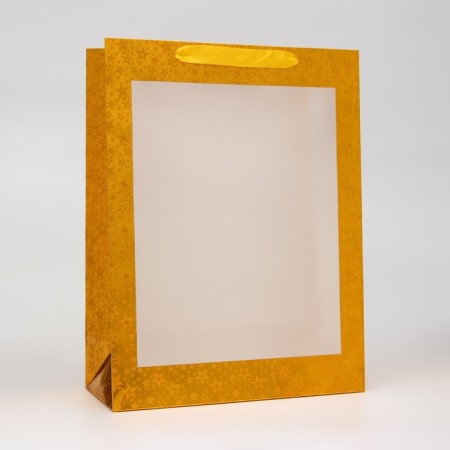 Packet Holography with a window, "Golden", l 40 x 30 x 13 cm