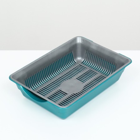 Deep toilet with a mesh of 36 x 25 x 9 cm, gray/turquoise-2