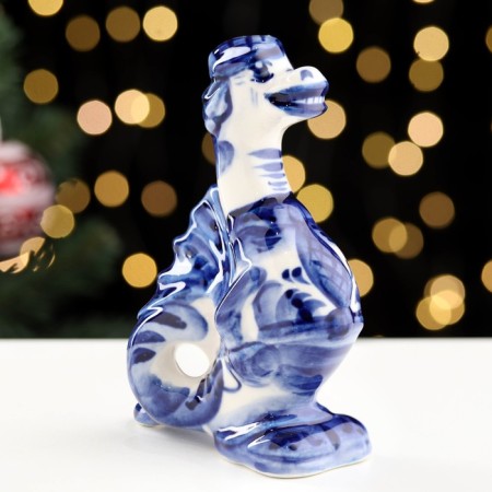 Souvenir "Dragon Front", Gzhel, Porcelain, h = 13cm