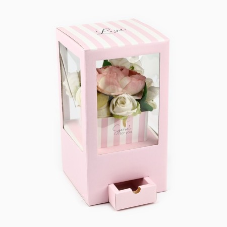Gift box for flowers with a vase of MGK folding, packaging, "for you", 16 x 23 x 16 cm-1