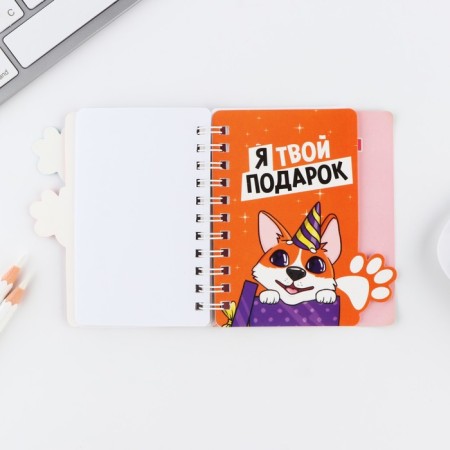 Notepad with A7 separator, 40 liters "March 8, Corgi"-5