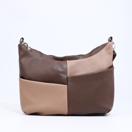 Richet Cross-Boda Bag on a zipper, outer pocket, brown/beige color