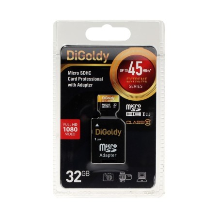 Digoldy Microsd memory map, 32 GB, SDHC, UHS-1, class 10, 45 MB/s, with SD adapter