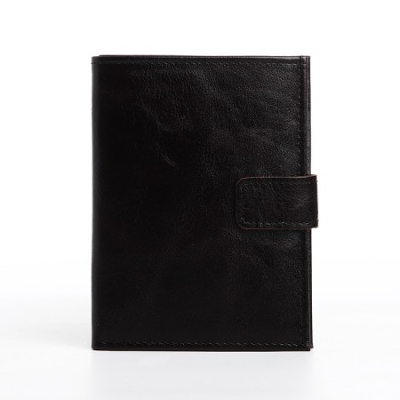 Male purse on the button, 3 in 1, for autocrains, for passport, for bills, black color