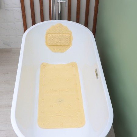 SPA-river for a bathtub with a pillow on the suction cups "Lotus", rug 89 × 44 cm, beige color